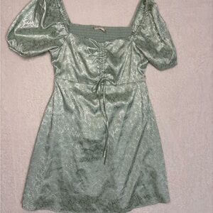 Altar'd State Square Neck Smocked back with Puffy Sleeves Sage  Dress Size M
